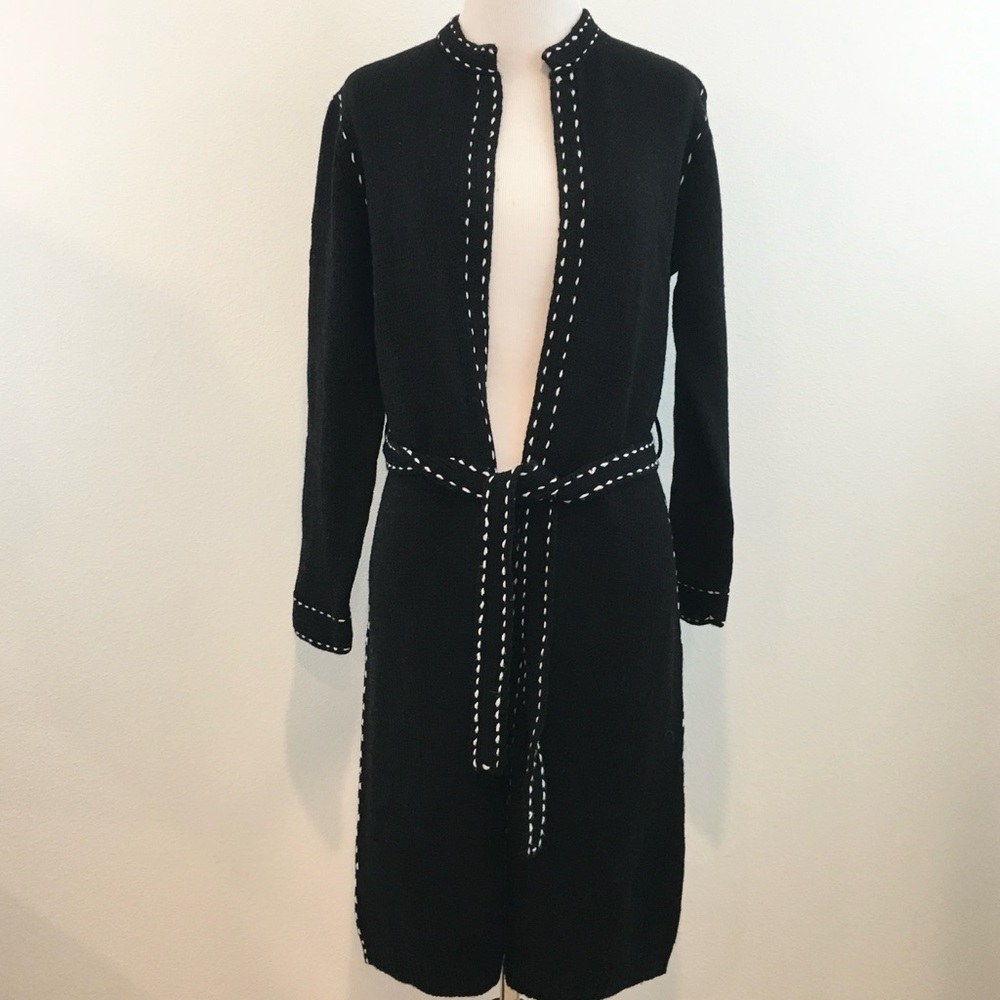 United States Sweaters | Black Knit Open Front Duster Cardigan - Picture 3 of 10